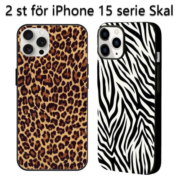 2 st Leopardmönstrade iPhone 15 Pro Max Skal Fodral, Enda iPhone Pro Max 15 för iPhone 15 Plus Pro Max Black iPhone 15 Pro