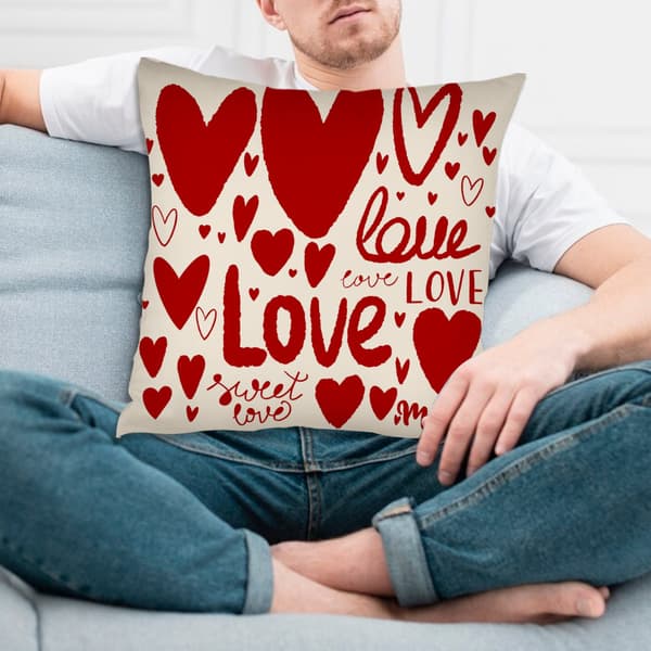 Romantiska Kuddar Kuddfodral, Polyester Kuddfodral för Soffa Sovrum Vardagsrum Alla Hjärtans Dag Dekor 45x45cm
