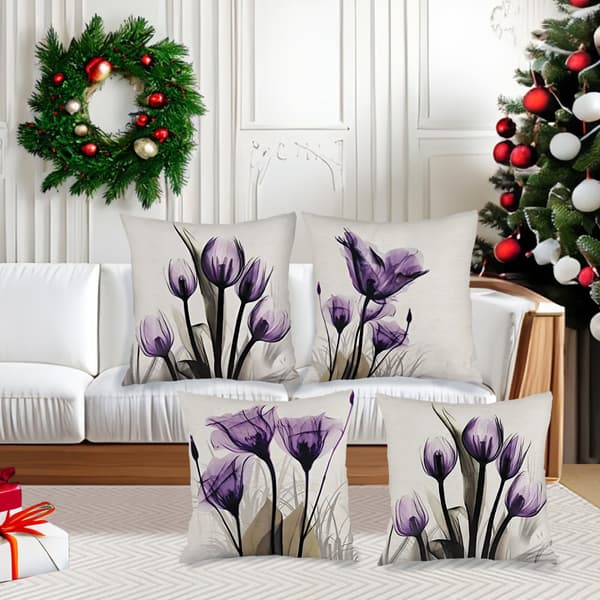 4 st Örngott med blomstermönster, 45x45cm Polyester Kuddfodral för Vardagsrum Sovrum 4Pcs-45x45cm