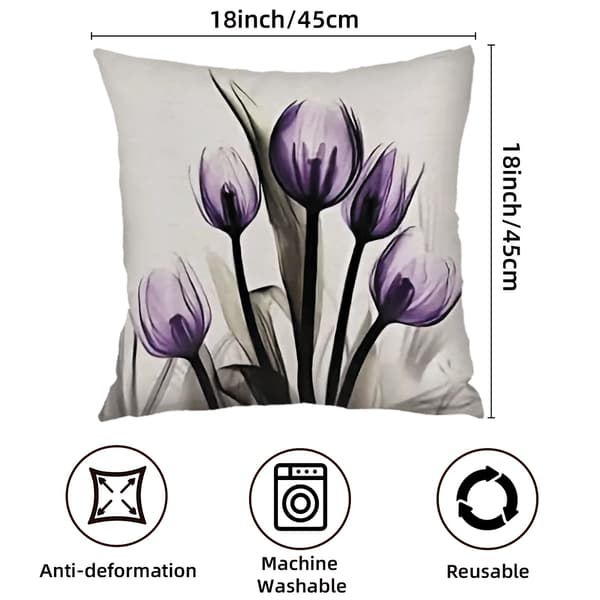 4 st Örngott med blomstermönster, 45x45cm Polyester Kuddfodral för Vardagsrum Sovrum 4Pcs-45x45cm