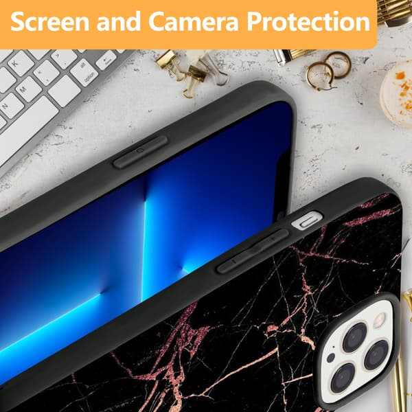 2 stk. Marmor iPhone 15 Plus Cover Cases, Elegant i Phone 15 Pro Case til iPhone 15 Plus 15 Pro 15 Pro Max Black iPhone 15 Pro Max