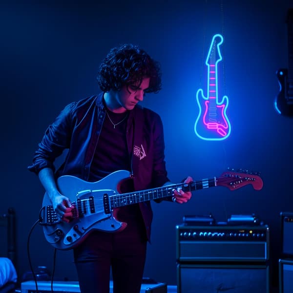 Gitarr Neonljus, Dimbar LED Gitarr Neon Väggskylt USB-driven, för Mancave Musikstudio, Gåva till Gitarrspelare Gitarister Musikälskare