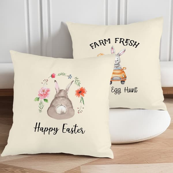Set med 4 rustika påskörngott, 45x45cm dolda dragkedjor prydnadskuddar för påsk 4Pcs-45x45cm
