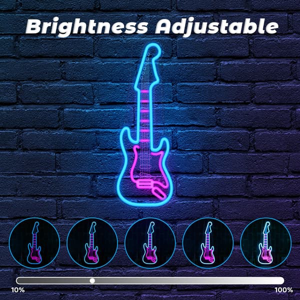 Gitarr Neonljus, Dimbar LED Gitarr Neon Väggskylt USB-driven, för Mancave Musikstudio, Gåva till Gitarrspelare Gitarister Musikälskare