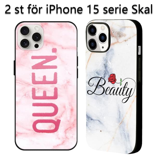 2 stk. Marmor Dronning iPhone 15 Pro Etuier, Luksus Casekoo iPhone 15 Pro Etui til iPhone 15 Plus 15 Pro 15 Pro Max Black iPhone 15 Plus