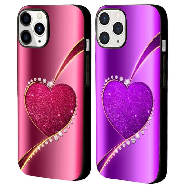 2 st Glittrande Hjärta iPhone 15 Pro Max Skyddsskal, Handgjort iPhone 15 Plus Skyddsfodral för iPhone 15 Plus 15 Pro 15 Pro Max Black for iPhone 15 Plus