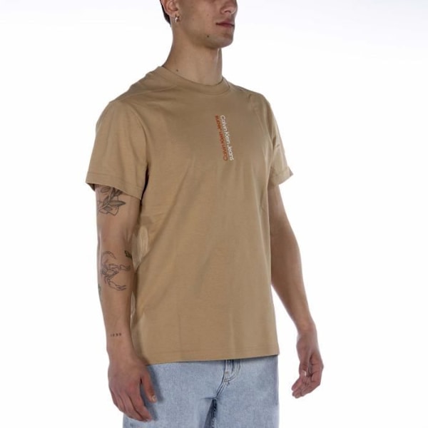 Calvin Klein Mirror Logo Tee Beige Ab0 T-shirt Beige S