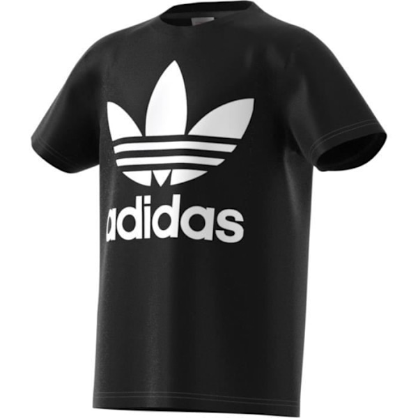 T-shirt junior - adidas - Trefoil - Svart/vit - Korta ärmar - Jersey av bomull Svart vit 7-8 år gammal