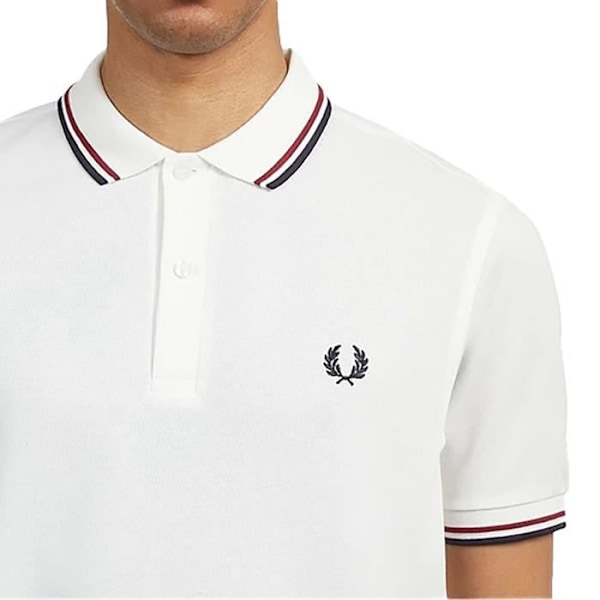 Fredperry FP dam pikétröja med dubbla knappar - Vit - Korta ärmar - Pikékrage - 42