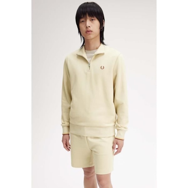 Fred Perry tröja med halv dragkedja för män - Beige färg - S