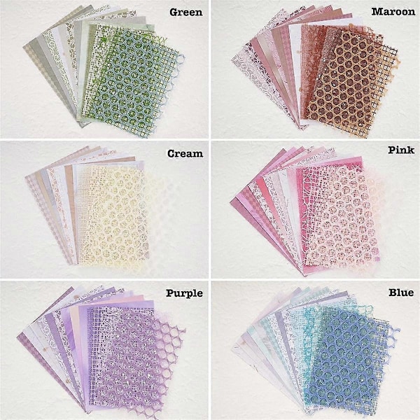 90 ark scrapbook-papir og dekorativt nettingstoff assortert sett - 6 pakker blandet spesialpapir for scrapbooking, B