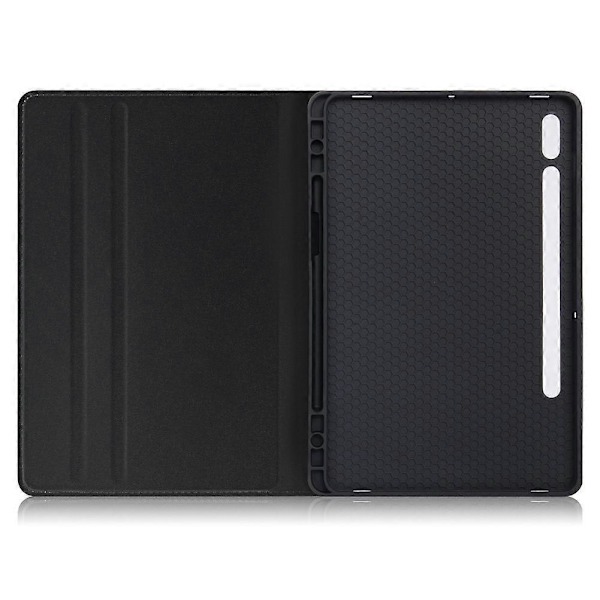 Soft Shell med Penn-spor Sutur Lærveske Nettbrett Datamaskin Beskyttelsesdeksel 11 Tommer Passer Tab S7 Svart