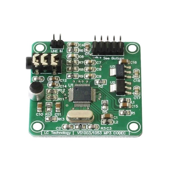 VS1003 Modul MP3 Avspilling Lyddekoding Innebygd Mikrofon Multifunksjonelt Praktisk Modul