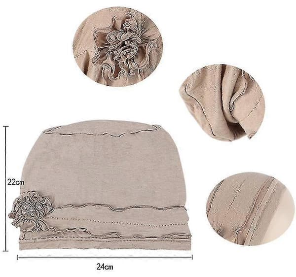 Kvinnor Turban Blommössor Elastisk Mössa Huvudduk Pink