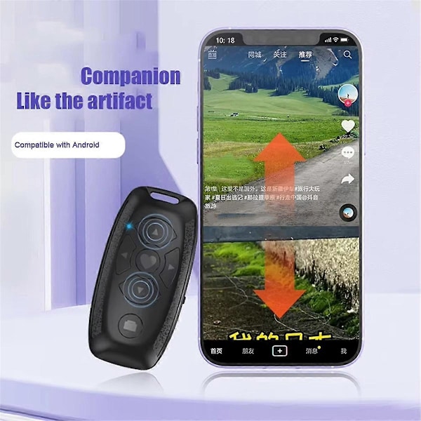 Genopladelig Bluetooth Fjernbetjening Trådløs Controller Kamerastick Udløser til Telefoner E-bog Sidevend A