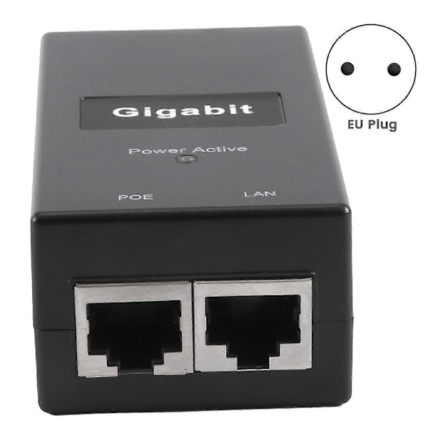 Gigabit POE-injektor 10/100/1000 Mbps/1G/2G Kompatibel IEEE802.3Af/At Passiv Strømforsyning for POE-enhet EU-plugg