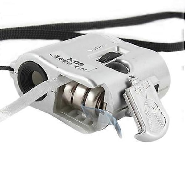 Bärbar 60X Mini LED-lampa Juvelerare Lupp Förstoringsglas Mikroskop QinHai