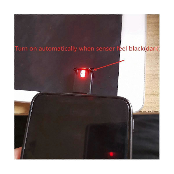 Mini USB-C LED RGB Lys Lysstyrke Justerbar 8 Farger Endres for Bil, Bærbare Datamaskiner, Tastatur Atmosfære Nattlampe