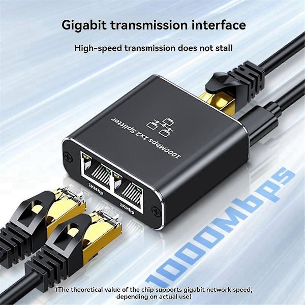 1 inn 2 ut Gigabit Ethernet Splitter 1000Mbps Høyhastighets RJ45 Nettverksforlengelseskabel Kobling Cat5/5e/6/7/8 Splitter