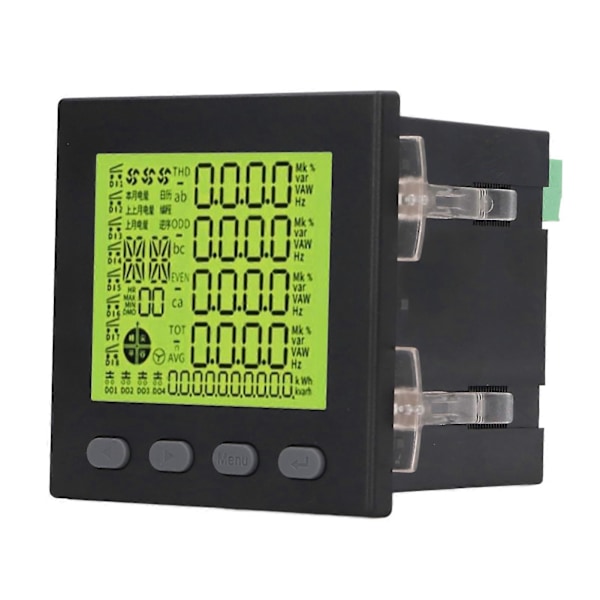 3-vaiheinen tehomittari Monitoiminen jännitemittari Sähkönkulutusmittari AC380V 5A Alue AC220V