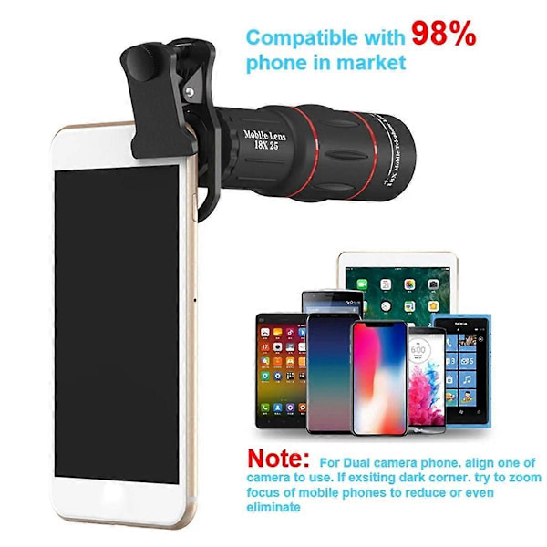 18x Utendørs Reise Konsert HD Bærbar Mobiltelefon Telefoto Ekstern Linse Fotografering Liten Monokulær Teleskop B