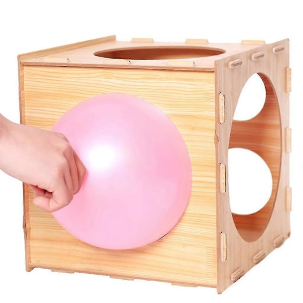 Bärbar 9-håls Trä Ballongmätare Box Kub Mätverktyg För Ballongdekoration