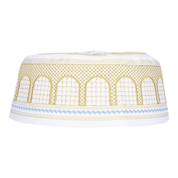 Muslimsk Hatt Islamsk Tilbedelse Bønn Broderi Saudi Arabia Menn Hodeplagg Polyester Bomull Gul