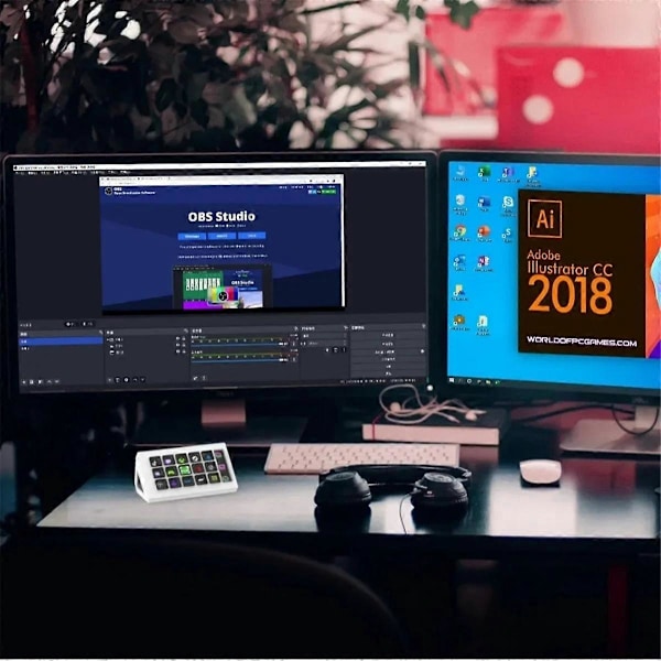 For StreamDeck Visuelt Tastatur LCD-knapp 15 Taster Live Innholdsskapingskontroller Tilpasset Knapp for Windows/IOS (Hvit)