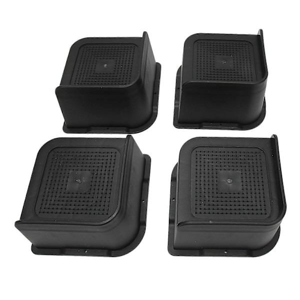 4 st Sängförhöjare ABS L-form Halkskydd Stolsben Extra Lyft Möbelhöjare Stödklossar för Skrivbord Skåp Soffa Bord Svart 7,6cm/3in