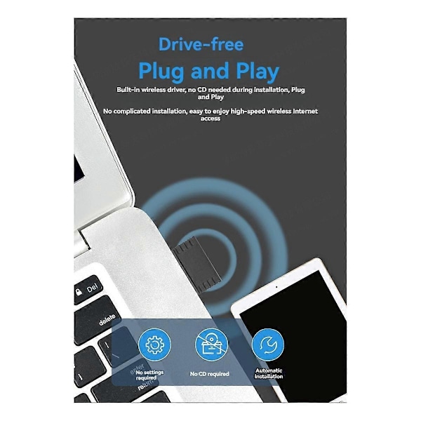 USB 3.0 WiFi Adapter 1300Mbps Nettverkskort Dual Band 2.4G/5GHz Trådløs Mottaker Sender for Stasjonær Bærbar PC