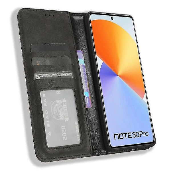 För Infinix Note 30 Pro 4G X678B Magnetiskt PU Läderfodral Flip Ställ Plånbok Telefonskal Black