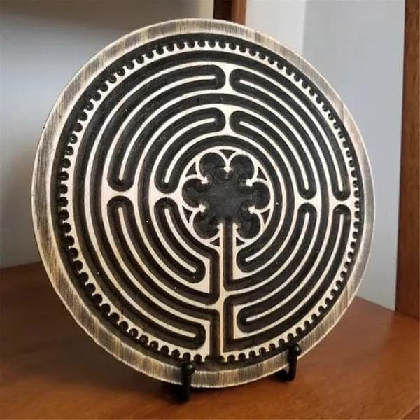 Labyrinter Trä Labyrinter Fingerlabyrinter för Meditation och Bön, Trä Mindfulness Verktyg och Altardekoration M