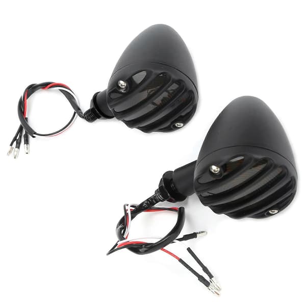 2 stk. LED Blinklys Indikator Lysende Gul Lysfarve Vandtæt Passer til Honda Retro Motorcykel Sort