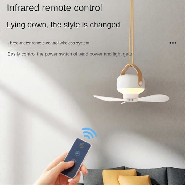 Bærbare loftvifter med LED-belysning 3600mAh Udendørs Campingvifte Teltkøler Genopladelig Elektrisk Vifte Fjernbetjening