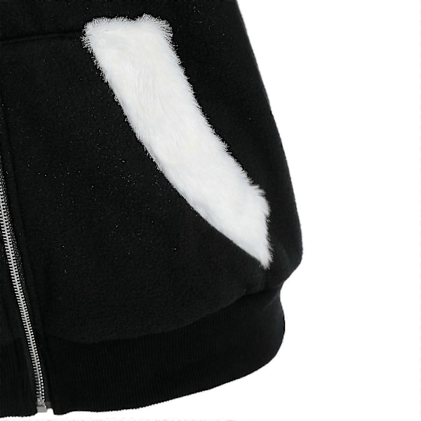 Fashion Plys Katteører Hættejakke Til Kvinder Casual Sweatshirt Lynlås Frakke Streetwear S