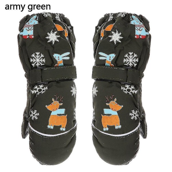 25 * 9cm Barnskidhandskar Vattentäta Varma Army Gray