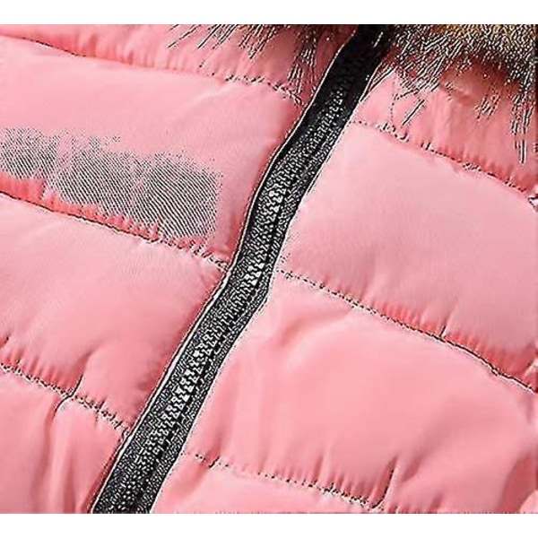 Dame Puffer Vest Vatteret Afslappet Varm Vinter Vest Aftagelig Hætte Jakke Frakke RED