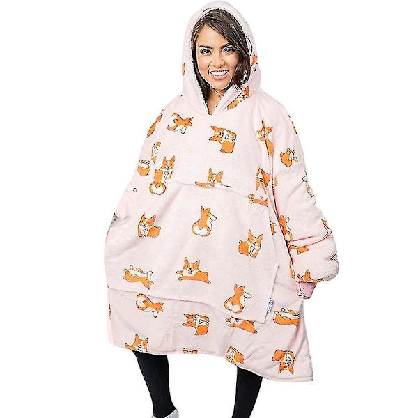 Hoodiefilt för vuxna, supermjuk och varm, bärbar filt-hoodie, en storlek style 2