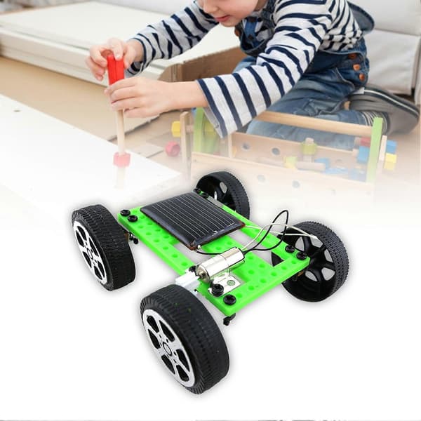 1 Set Leksaksbil Kit Mini Solcellsdriven Plast Elektroniska Komponenter Monterad Fordonsleksak Kit för Barn