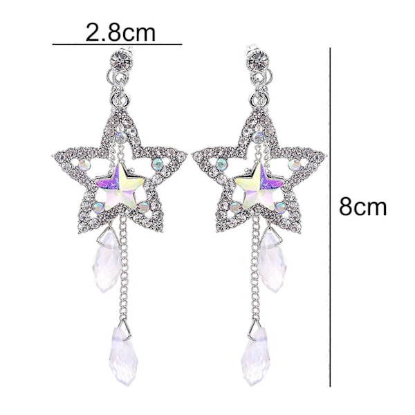 Elegante Kvinder Cubic Zirconia Indlagt Stjerne Kæde Kvast Dingle Ørestikker til Kvinder Dagligt Outfit TSUNDEAU