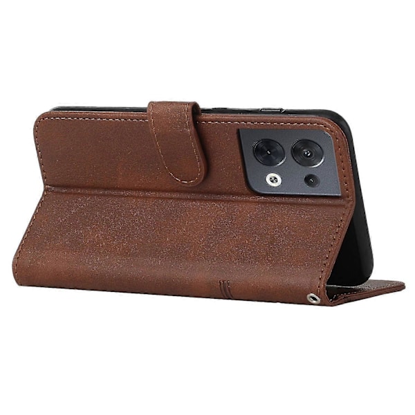 Oppo Reno 8 5G Domestic/Reno 8 5G Foreign Yksinkertainen Kaksivärinen Vasikannahka Puhelimen Nahkakotelo Brown