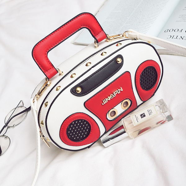 Personlighet Retro Radio Form Väska Dam Söt Handväska Axelväska Messenger Bag Rock Crossbody Väska red