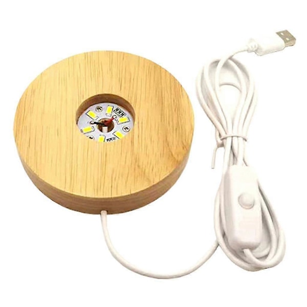 1/2/3 Rund LED-ljusbas i trä, Displayställ Lampa för Kristallkulor White Light 100mm 1 Pc