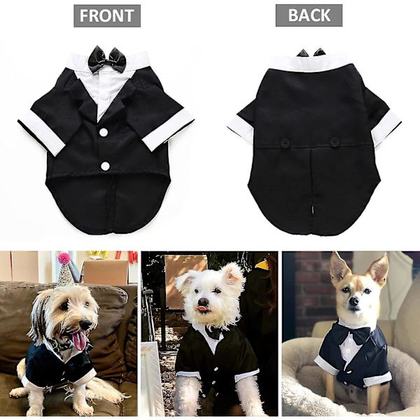 Hund Smoking Kostym Hund Formell Skjorta, Bröllopsdräkt för Husdjur Kavaj Kostym Fluga Cosplay Prins Gentleman Kläder L