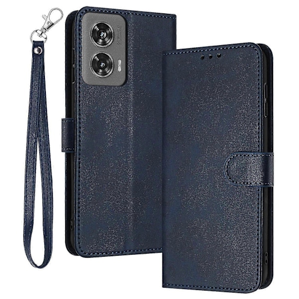 Til Motorola Edge 50 Fusion 5G Etui PU Læder Standpung Stødsikkert Business Telefon Cover Sapphire