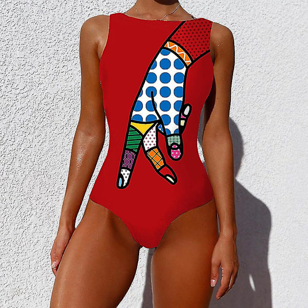 Sexig Tryckt Baddräkt i Ett Stycke Blommig Strandpool Baddräkt style 8 L