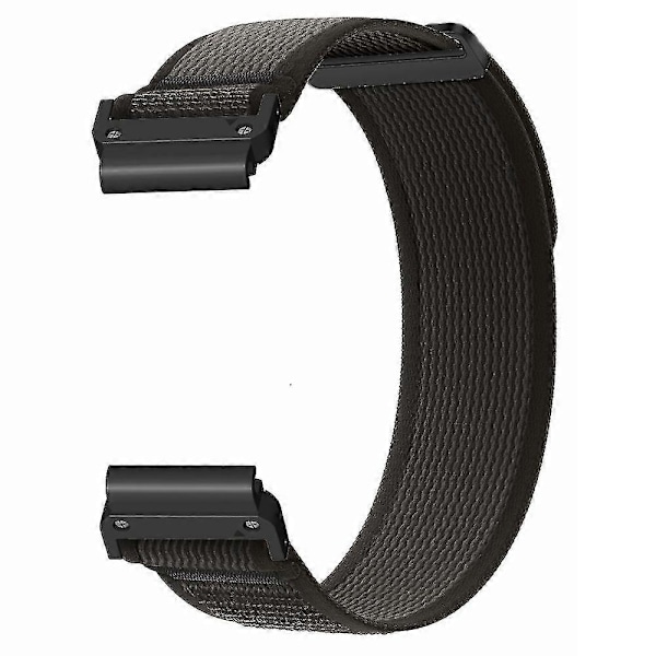 Til Coros Vertix 2 / Garmin Fenix 7X / 6X / 5X 26mm Trail Loop Nylonbånd Blød Urrem - R Black  Black Black