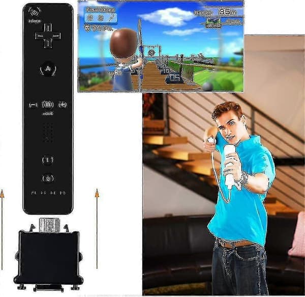 2 Motion Plus Adapter Sensor til Wii Remote Controller, Motion Plus Adapter Accelerator Erstatning til Wii Motion Plus Adapter Black