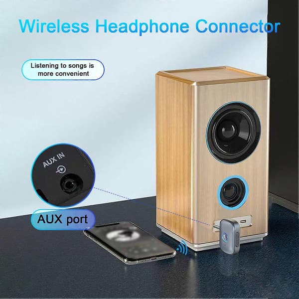 AUX Adapter Støyreduksjon Høyytelses Rask Respons Anti-interferens Bluetooth-kompatibel 5.3 Audio Transmitter