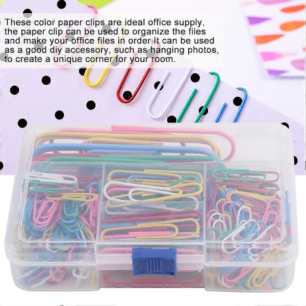 250 stk./æske Blandede Farver Papirclips Store Metalclips Studenterartikler Kontorartikler